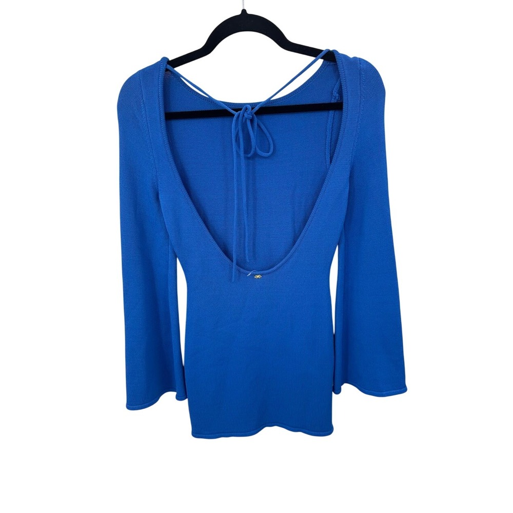 PQ Swim Tatiana Dress Knit Mini Blue Size XS/S Open Back with Back Ties - Picture 4 of 7